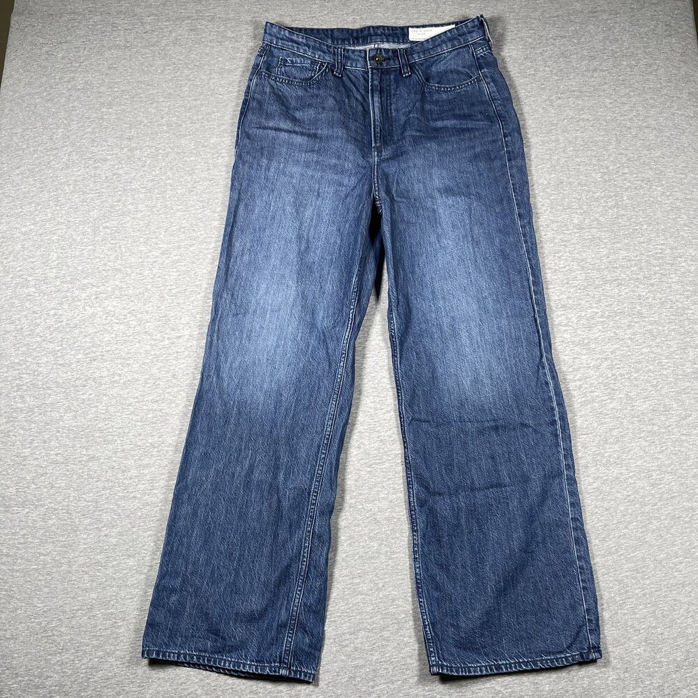 Rag & Bone Lori Jeans Womens 27 Blue Medium Wash Denim Mid Rise Wide Leg Relaxed